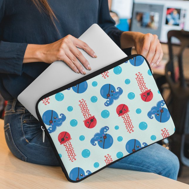 Funda Para Portátil Octopus pirata, medusas piratas, animales marinos (Subido por el creador)