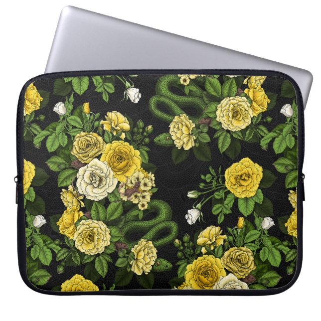 Funda Para Portátil Oculto en los rosas, amarillo y verde (Frente)