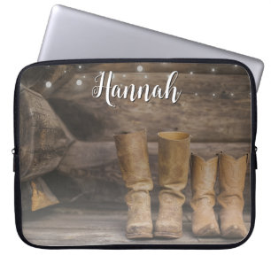 Funda Para Portátil Oeste de Cowboy Boots Rústico Barn Monograma