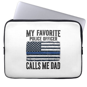 Funda Para Portátil Oficial de policía papá delgada línea azul vintage
