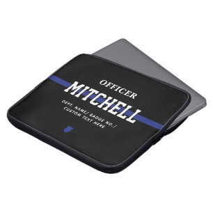 Funda Para Portátil Oficial de Policía Personalizado Línea Azul Delgad