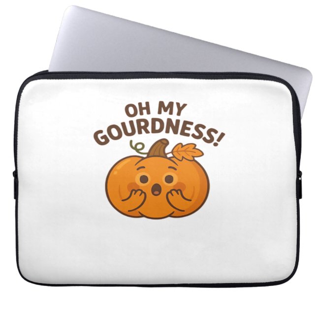 Funda Para Portátil ¡Oh, Gourdness! - Sorprendida Calabaza Kawaii Art  (Frente)