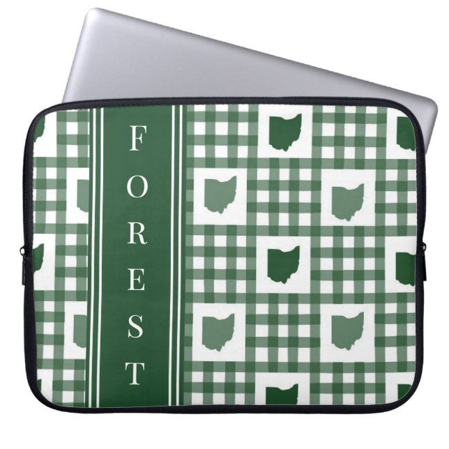 Funda Para Portátil Ohio Gingham Verde (Frente)