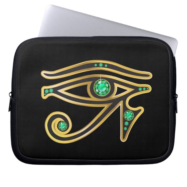 Funda Para Portátil Ojo Esmeralda de Ra en oro (Frente)