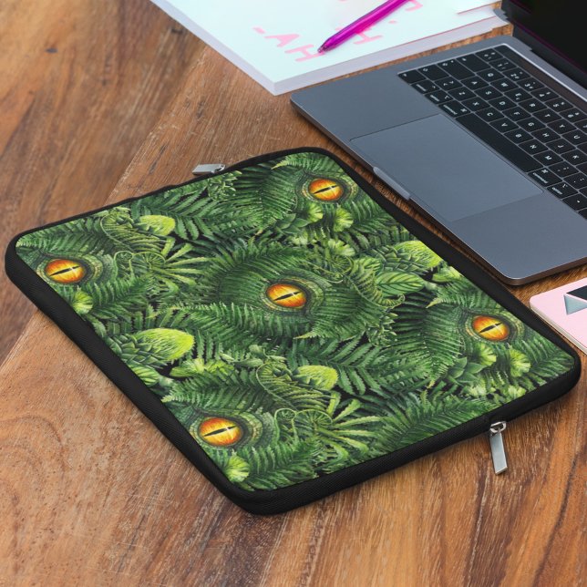 Funda Para Portátil Ojos de Dinosaurio Plantas Verdes Arte de Criatura (Subido por el creador)