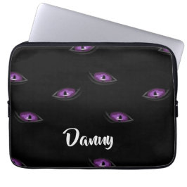 Funda Para Portátil Ojos de gato de nombre personalizado