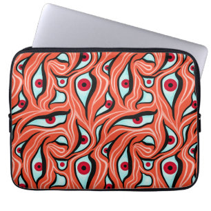 Funda Para Portátil Ojos Malvados Patrón De Onda Rojo Sobre El Horror