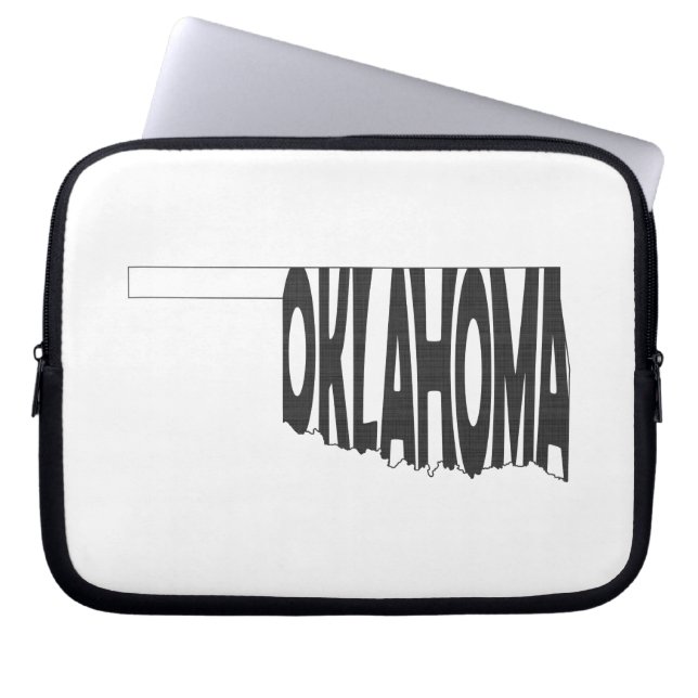 Funda Para Portátil Oklahoma Estado Nombre Word Art Negro (Frente)