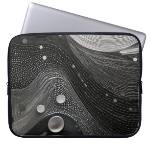 Funda Para Portátil Olas negras y blancas de lujo
