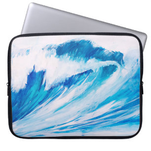 Funda Para Portátil Olas oceánicas: Belleza de color azul marino.