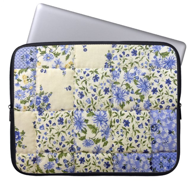 Funda Para Portátil Old-fashioned Blue Floral Quilt (Frente)