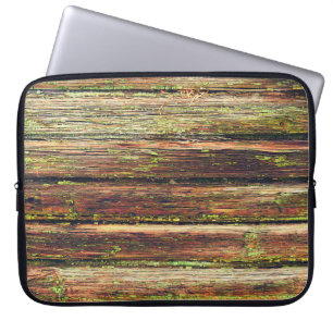 Funda Para Portátil Old wooden background painted green paint with cra