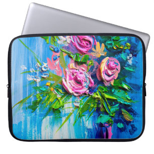 Funda Para Portátil Óleo pintando un ramo de rosas. Impresionante