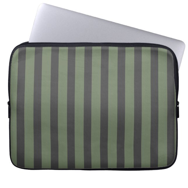 Funda Para Portátil Olive Green Tick Striped Modern (Frente)