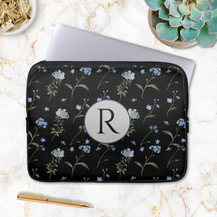 Funda Para Portátil Olor a Floral Azul Olvidame Azul Acuarela Monogram