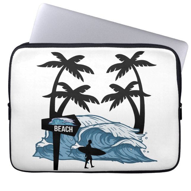 Funda Para Portátil Onda divertida en la playa (Frente)