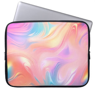 Funda Para Portátil Ondas abstractas de neón rosa azul amarillo de mod