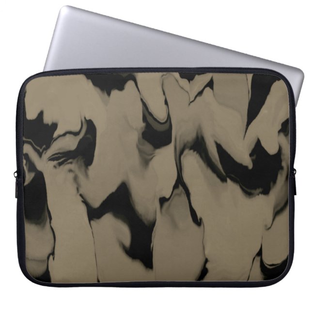 Funda Para Portátil Ondas de negro y marrón (Frente)