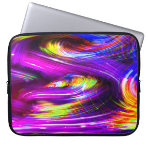 Funda Para Portátil Ondas de Tornado Neon Rainbow de morado multicolor