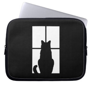Funda Para Portátil Opción de color de la ventana del gato negro para