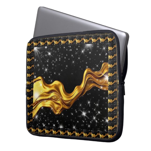 Funda Para Portátil Opulent Galaxy Liquid Gold Black Monochrome Achemp (Anverso izquierdo)