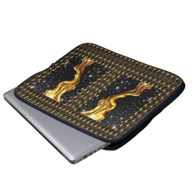 Funda Para Portátil Opulent Galaxy Stream Liquid Gold Black Monochrome (Inferior anverso)