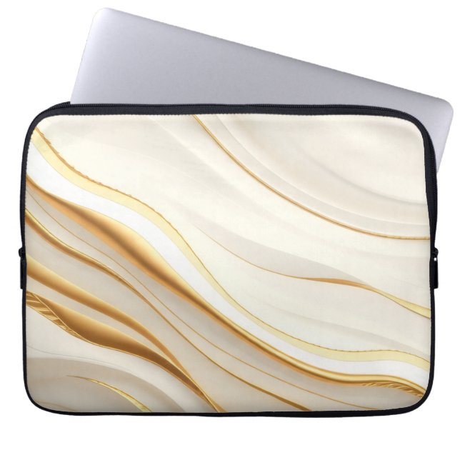 Funda Para Portátil "Opulent Gold and Cream Marble Swirls" (Frente)