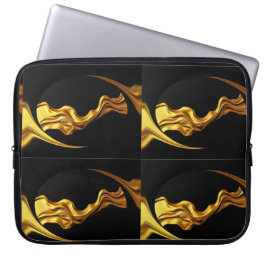 Funda Para Portátil Opulent Swirl Liquid Gold Black Monochro Achempong