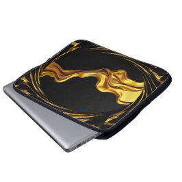Funda Para Portátil Opulent Swirl Liquid Gold Black Monochro Christian
