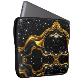 Funda Para Portátil Opulent Swirl Liquid Gold Black Monochrome Achempo