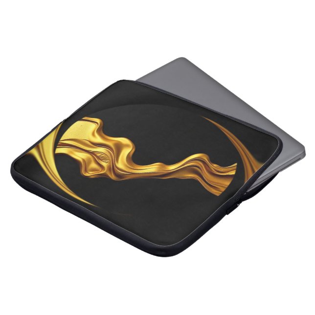 Funda Para Portátil Opulent Swirl Liquid Gold Black Monochrome Christi (Superior anverso)