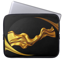 Funda Para Portátil Opulent Swirl Liquid Gold Black Monochrome Christi