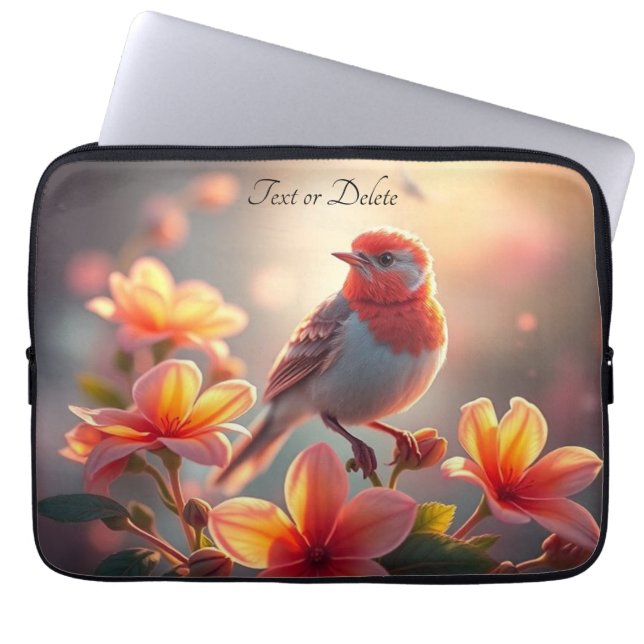 Funda Para Portátil Orange Bird Floral Laptop Sleeve (Frente)
