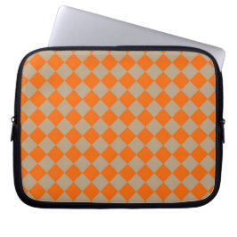 Funda Para Portátil Orange Taupe Checker Diamond Pattern