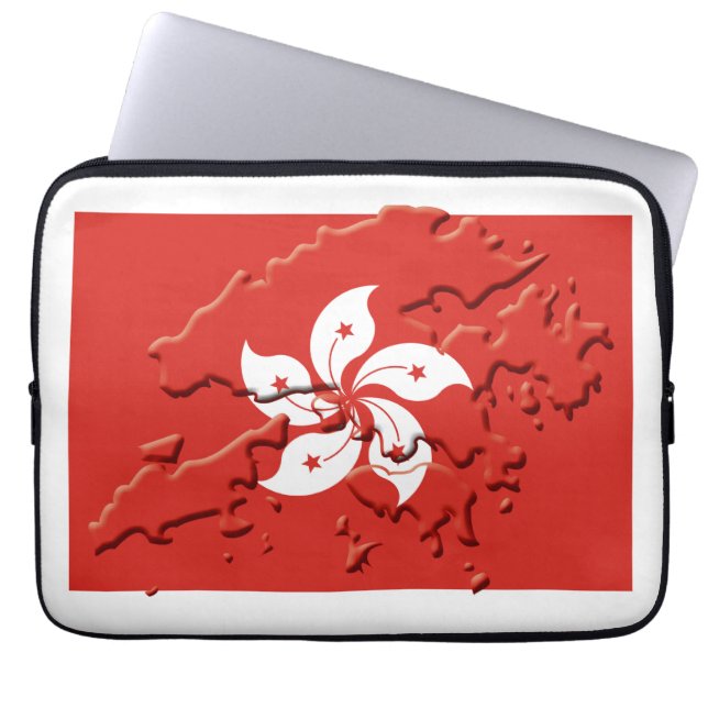 Funda Para Portátil Ordenador de mapas de bandera de HONG KONG (Frente)