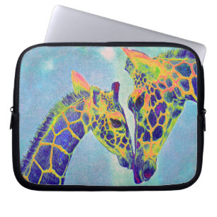 Funda Para Portátil ordenador portátil azul de las jirafas