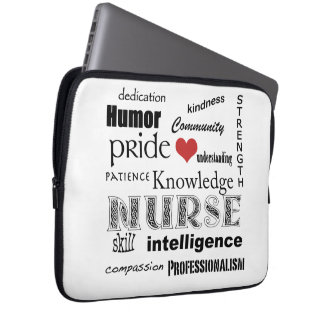 Funda Para Portátil Orgullo-Cualidades/negro de la enfermera+Pulgada