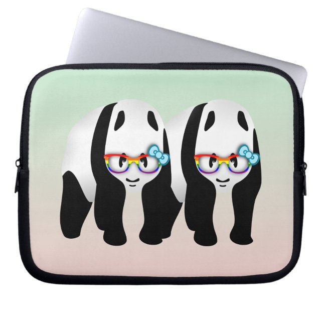 Funda Para Portátil Orgullo gay Hipster Pandas (Frente)