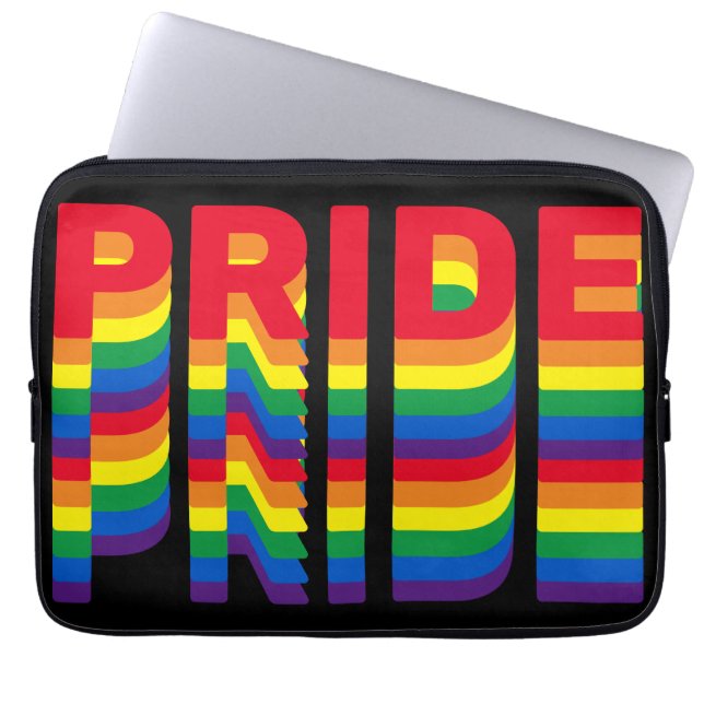 Funda Para Portátil Orgullo lgbt lgbtq queer patrón arcoíris gay negro (Frente)
