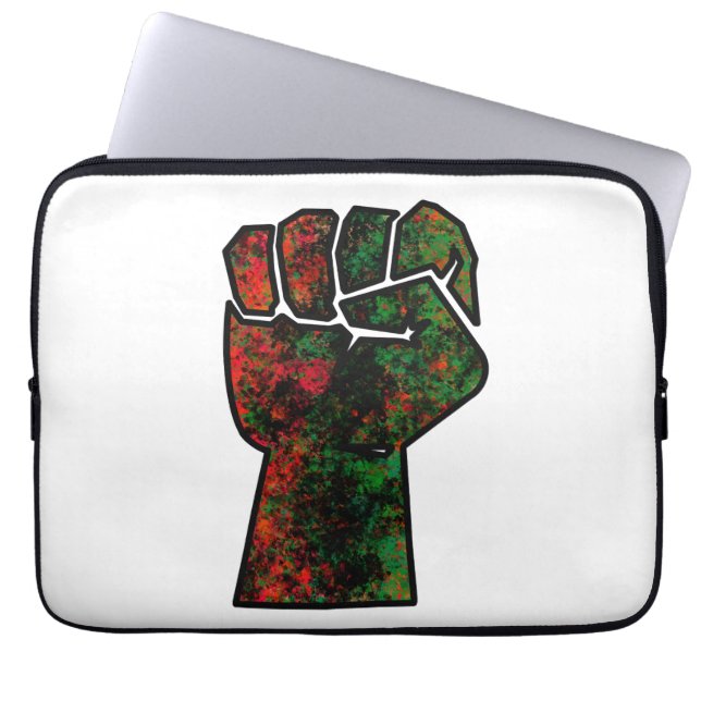 Funda Para Portátil orgullo negro puño rojo verde panafricana unidad d (Frente)