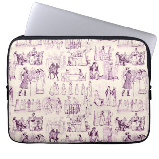 Funda Para Portátil Orgullo y prejuicio Toile de Jouy Plum y Apricot
