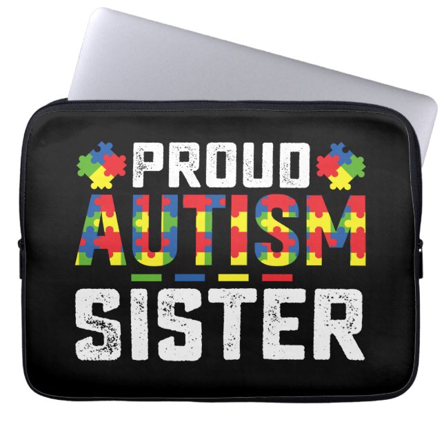 Funda Para Portátil Orgullosa autismo Hermana Conciencia Familia Autis (Frente)