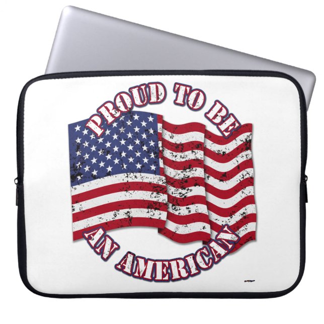 Funda Para Portátil Orgulloso de ser norteamericano con la bandera de  (Frente)