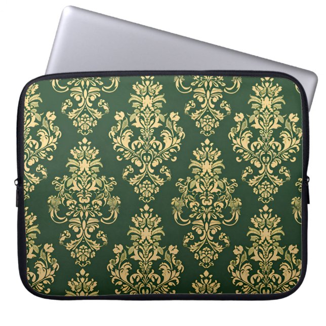 Funda Para Portátil Ornamentación clásica verde rococó (Frente)