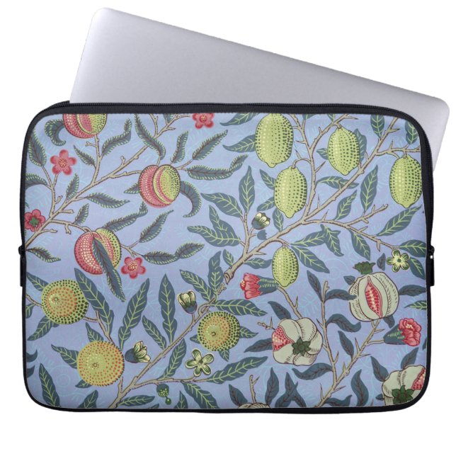 Funda Para Portátil Ornamento azul de William Morris Fruit Pomegranate (Frente)