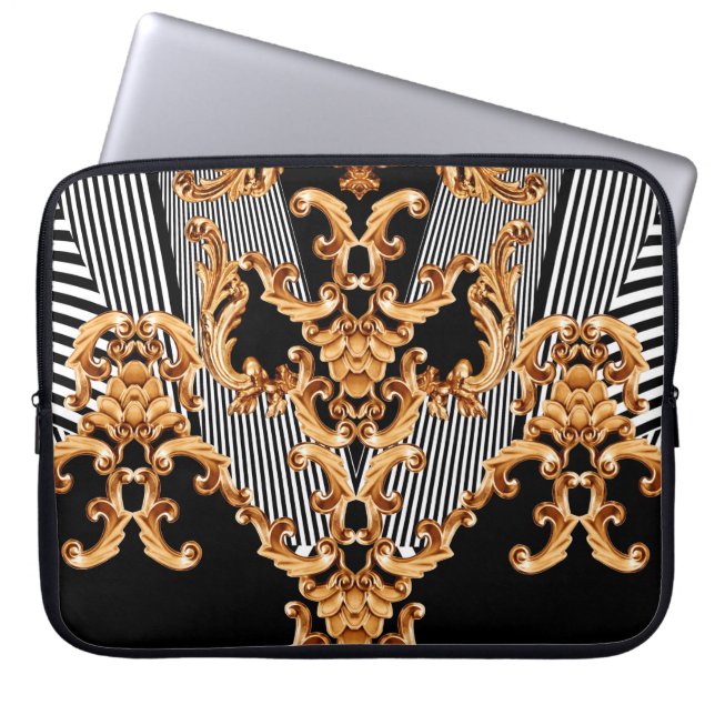 Funda Para Portátil Ornamento barroco dorado (Frente)