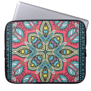 Funda Para Portátil Ornamento colorido decorativo sobre un fondo negro