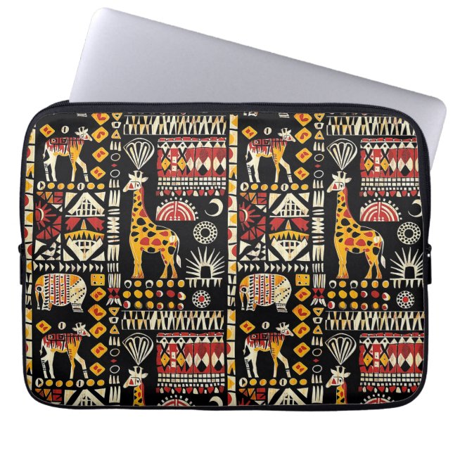 Funda Para Portátil Ornamento étnico africano tradicional, patrón trib (Frente)