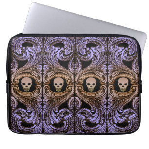 Funda Para Portátil Ornamento púrpura de gótico con cráneo