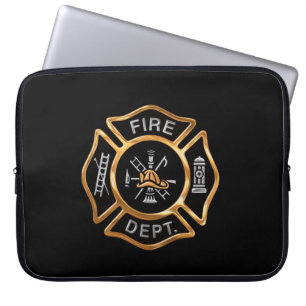 Funda Para Portátil Oro de la insignia del bombero